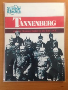 A magazine cover titled "Tannenberg and the Opening Battles in the East 1914" from Strategy & Tactics, showing a black and white photograph of historical military figures in uniform.