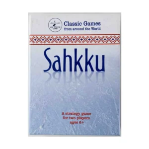 A board game box titled "Sahkku" with the subtitle "A strategy game for two players ages 6+" and the heading "Classic Games from around the World" by New Venture Games.