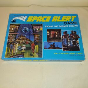 Vintage "The Black Hole Space Alert Game" board game box featuring artwork of characters and scenes from the movie, with a text that reads "Escape the Doomed Cygnus - For 2 to 4 Players - Ages 8 to Adult."