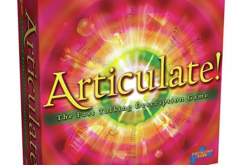 Board game "Articulate!" in colorful packaging with the tagline "The Fast Talking Description Game" from Drumond Park.