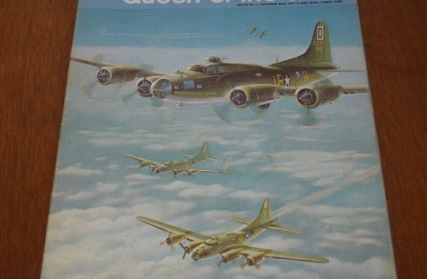 The image shows a board game cover titled "B-17 Queen of the Skies", with artistic illustrations of B-17 bombers flying above the clouds.