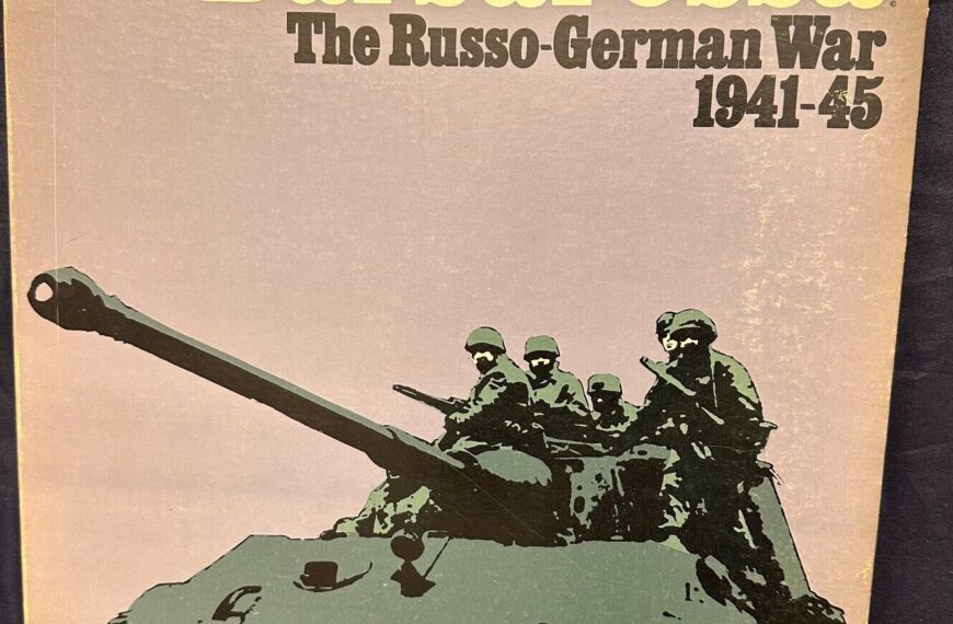 Board game cover titled "Barbarossa The Russo-German War 1941-45," featuring a stylized image of soldiers on a tank with text indicating it is a historical simulation game and specifying the time as "0300hrs, 22 June 1941."