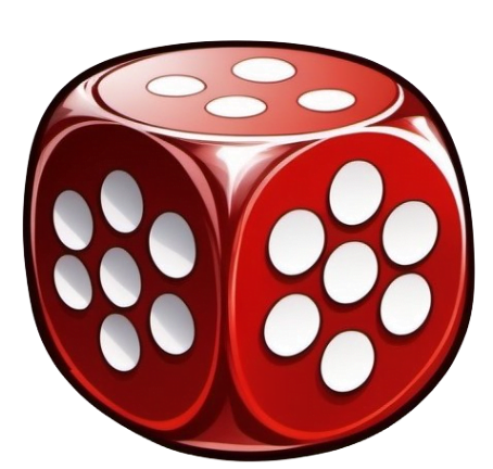 Red dice showing three sides with the number six on top, five on the front, and three on the right side.