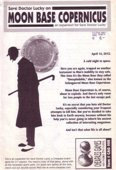 Save Doctor Lucky on Moon Base Copernicus (2002) Board Game