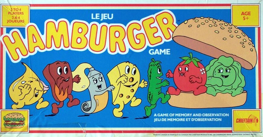 The Hamburger Game (1987) Board Game