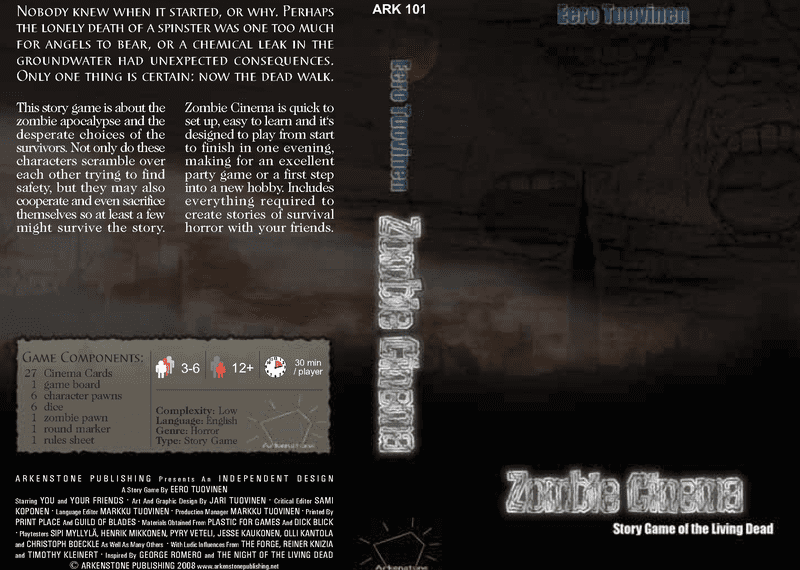 Zombie Cinema (2008) Board Game