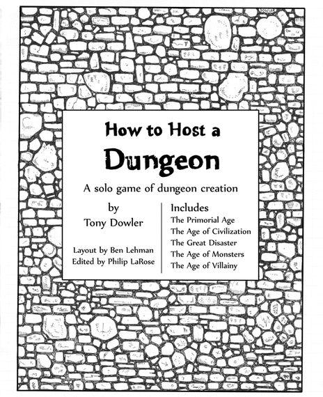 Cover of "How to Host a Dungeon" by Tony Dowler, featuring a stone wall background.