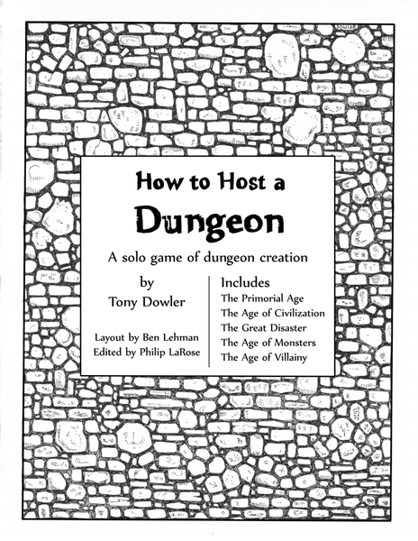 Cover of "How to Host a Dungeon" by Tony Dowler, featuring a stone wall background.