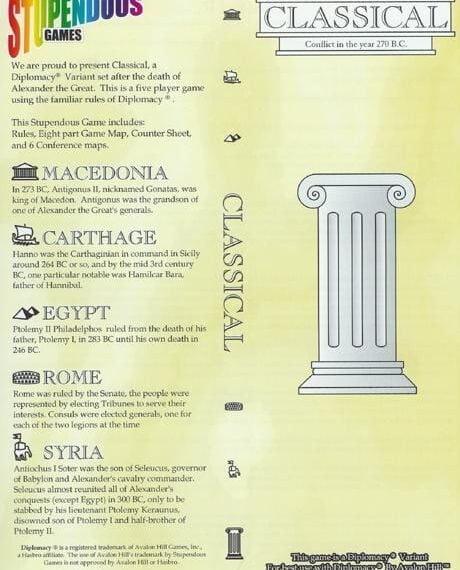 Diplomacy: Classical Variant (1998) Board Game