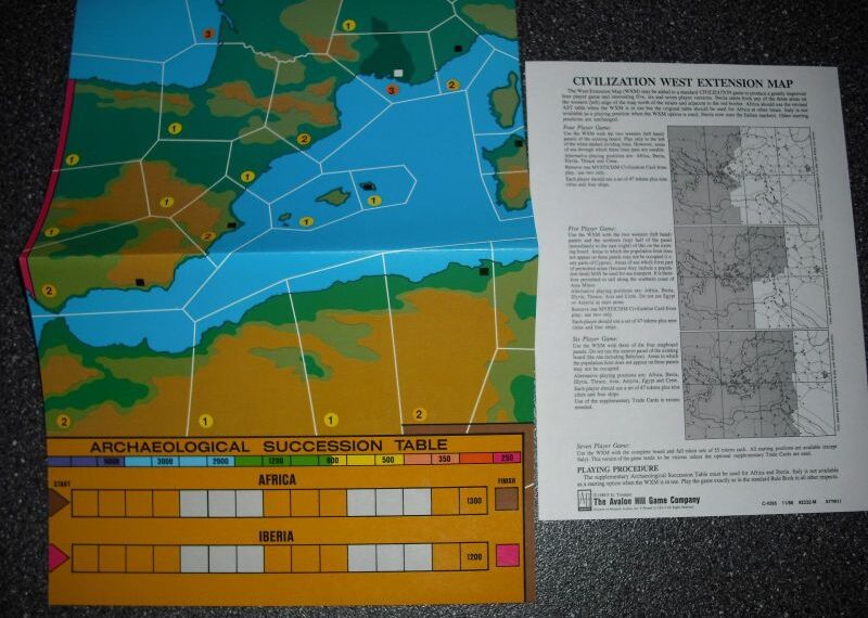 Civilization: West Extension Map (1986) Board Game