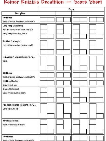 Reiner Knizia’s Decathlon (2003) Board Game